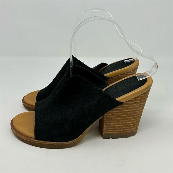 Kork-Ease Women's Black Suede Block Heel Mule Sandals Size 9M Casual Summer - Picture 6 of 14